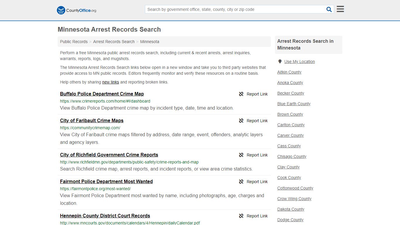 Arrest Records Search - Minnesota (Arrests & Mugshots) - County Office